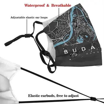 Budapeštas - Vengrijos Žemėlapis Juoda Spalva Miesto Žemėlapį Kaukė Daugkartinio naudojimo Kovos su Migla apsaugos nuo Dulkių Apsauga Respiratorių su Filtrais