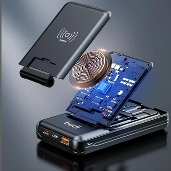 BUDI Multi-funkcinė Galia Banko Langelį 10000mAh Galia Bankas 7 1 Adapteris, C Tipo Keitiklis, Micro USB 