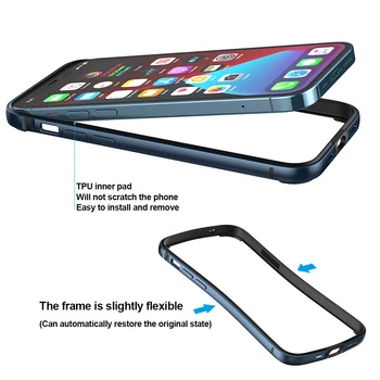 Bumper Case For iPhone 12 Pro 6.1 colių Originalios Prabangos Silikono Metalo, Aliuminio korpusas su Grūdinto Stiklo Telefonų Priedai