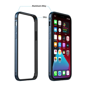 Bumper Case For iPhone 12 Pro 6.1 colių Originalios Prabangos Silikono Metalo, Aliuminio korpusas su Grūdinto Stiklo Telefonų Priedai