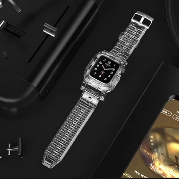 Byloje+Diržu, Apple Watch Band 44mm 40mm 42mm 38mm Skaidri Minkšta Silikoninė Apyrankė band 