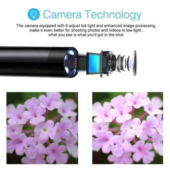 C TIPO Mini USB Endoskopą Kamera 7mm 2m 1m 1.5 m Lankstus Sunku Kabelis Gyvatė Borescope Tikrinimo Kamera, skirta 