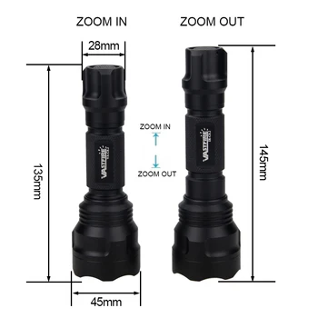 C8 Zoomable IR 850NM Naktinio Matymo Medžioklės žibintuvėlis Infraraudonųjų spindulių LED 18650 Žibintuvėlį galima naudoti su Naktinio Matymo Prietaisas