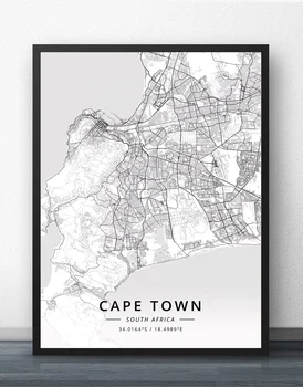 Cape Town Johanesburgas Pretorija Stellenbosch Pietų Afrikos Žemėlapis Plakatas