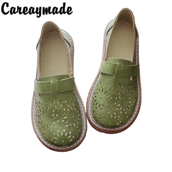 Careaymade-Mori moterų bendrosios batai,seklių burną vasaros lėlės batai,apvalios galvos laisvalaikio blynai storio vienintelis prabangus batai