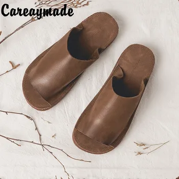 Careaymade-Vasaros grynas rankų darbo batai,Meno visas rungtynes, natūralios odos paprastas atsitiktinis butas sandalai,Moterų smėlio paplūdimio sandalai