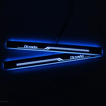 CARPTAH Apdaila Pedalo Automobilių Eksterjero Dalys, LED Durų Slenksčio Nusitrinti Plokštė Kelias Dinaminis Streamer šviesos Skoda Octavia A5 2010-2013 m.