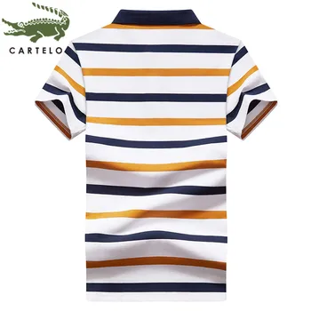 CARTELO vyrų drabužiai vasaros paprastų mados atvartas medvilnės spalvų juostelės kvėpuojantis atsitiktinis trumpas rankovėmis polo marškinėliai