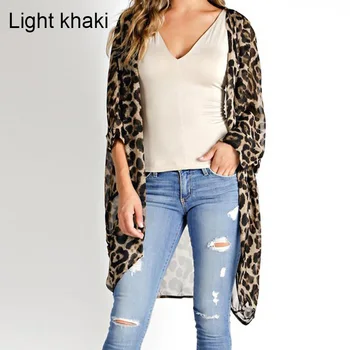 Celmia 2021 m. Vasaros Paplūdimio Leopardas Spausdinti Kimono Megztinis Moterims Padengti Iki Ilgio Viršūnes Palaidinė Laisvi Marškinėliai Blusas Mujer Plius Dydis 5XL