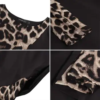 Celmia Vasaros Ilga Suknelė Moterims Bohemijos Leopardas Spausdinti Sundress ilgomis Rankovėmis Atsitiktinis Palaidų Maxi Plus Size Vestidos Sarafans 5XL