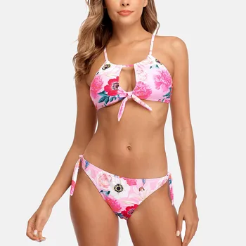 Charmleaks Moterų Bikini Komplektas Gėlių Spausdinti Maudymosi Kostiumėlį Push Up Maudymosi Kostiumėliai Pusėje Sutvarstyta Maudymosi Kostiumas Seksualus Paplūdimio