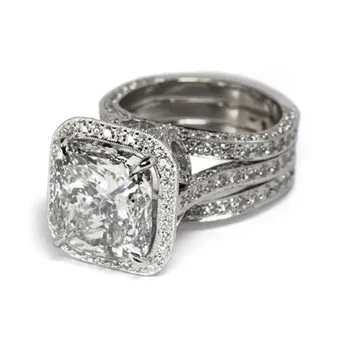 Choucong Derliaus Pažadas žiedas Pagalvėlių iškirpti 2c AAAAA Cirkonis Cz 925 Sterlingas sidabro Dalyvavimas Vestuvių Juostoje Žiedai, moterims, Vyrams