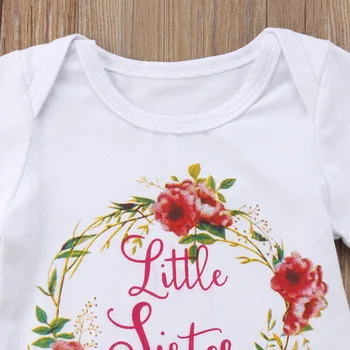 Citgeett Naujagimiui Vaikų Mergaičių Little Big Sisters Ratas Gėlės Romper Viršūnes, T-marškinėliai, Kelnės Elnių Vasaros Komplektai