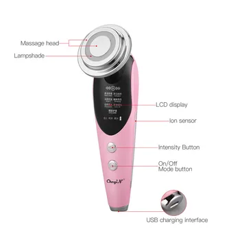 CkeyiN RF LED Fotonų EMS Veido Massager Mezoterapija Electroporation Vibracijos, Odos Atjauninimas, Veido Kėlimo Raukšlių Šalinimas 50