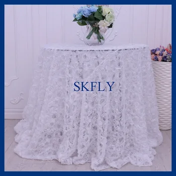 CL049B gražus, elegantiškas vestuvių apvalios baltos rozetės šifono gėlių staltiesė su maža china