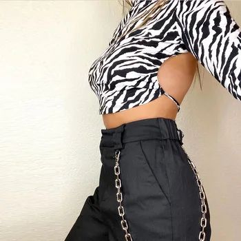 CNYISHE 2020 Backless Leopard Seksualus Trišakiai, T-marškinėliai Moterims Topai Mados O-kaklo Nėriniai Apkarpyti Viršūnes Blusas Moterų Streetwear Seksualus Viršūnės