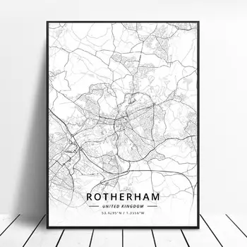 Colchester Cwmbran Edinburgo Goole Lisburn Rotherham Jungtinės Karalystės Žemėlapis, Drobė Meno Plakatas