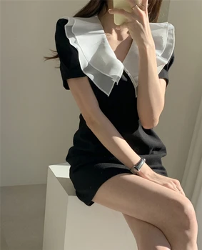 Colorfaith Naujų 2020 m. Moteris Vasaros Suknelės Organza Dvigubo sluoksnio Aukštos Juosmens Mados Atsitiktinis korėjos Stiliaus Lady Mini Suknelė DR8370