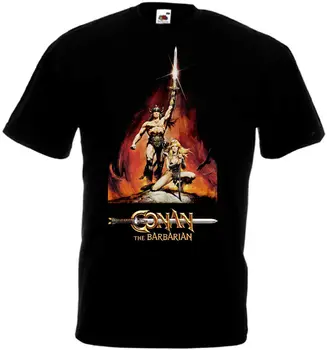 Conan The Barbarian V2 T-shirt Juoda Plakatas Visi Dydžiai S-3XL 2018 Trumpas Rankovės Medvilnės Marškinėliai Vyras Drabužių Šviesos