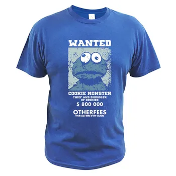 Cookie Monster marškinėliai korėjos Street Didelis Siluetas Marškinėlius Medvilnės Skaitmeninio Spausdinimo Minkštos Įgulos Kaklo Basic Tee Viršūnės