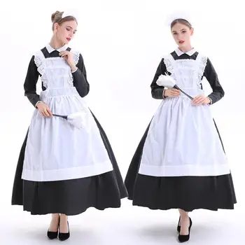 Cosplay Kambarinės kostiumas Cosplay Tarnaitė Vienodas Plius Kavinė suknelė ilga suknelė juoda ir balta Halloween Kostiumai Moterims