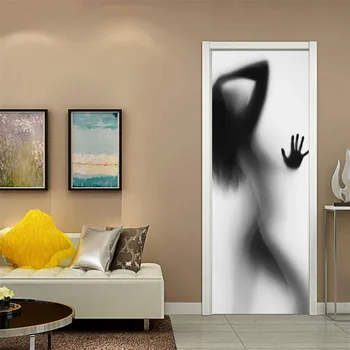 Creative 3D Durų Lipdukas Apdailos Vonios kambarys Tapetai Ant Durų 