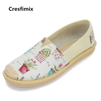 Cresfimix moterų mados patogus pavasarį & vasarą užsivilkti modelis butas batai panele laisvalaikio street bateliai coo audinys batai a2881