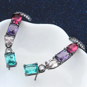Crystal mados dizaino cirkonis deimantų klipą stud auskarai moterims, žalia brangakmenių papuošalai, aukso, juoda balta indijos dovanų šalis