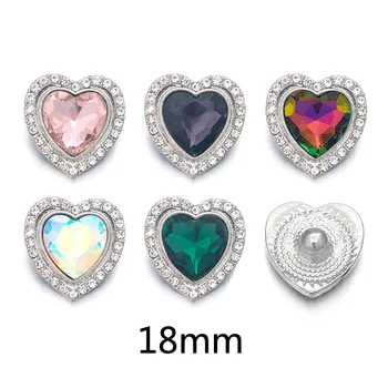Crystal w070 Širdies 3D 18mm 20mm Metalo Snap Mygtuką Apyrankės Karoliai Keičiamos Papuošalai Moterims Accessories Išvados