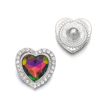 Crystal w070 Širdies 3D 18mm 20mm Metalo Snap Mygtuką Apyrankės Karoliai Keičiamos Papuošalai Moterims Accessories Išvados
