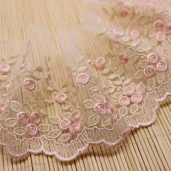 Cusack 3 metrų 10 cm, Rožinė, Siuvinėta Gėlių Nėrinių Apdaila Akies Audinys Suknelės Namų Tekstilė 