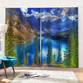 Custom blue kraštovaizdžio užuolaidos 3D Užuolaidos Gyvenimo Kambario, Miegamasis Individualų dydį Apdailos užuolaidos