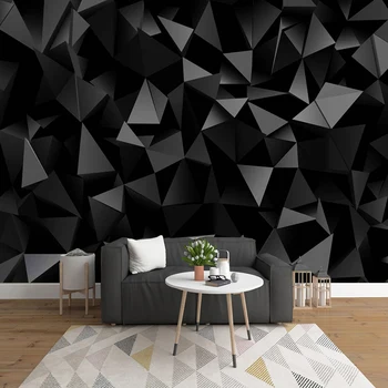 Custom Foto Tapetai, Freskos Papel De Parede 3D Juodas Trikampis Geometrijos Modelį, svetainė, TV Foną, Sienų Freskomis Namų Dekoro