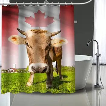 Custom karvė Dušo Užuolaidos Su Plastikinių Kabliukų Modernus Audinys Vonios Užuolaidos Namų Dekoro Užuolaidos Pasirinktinis vaizdo