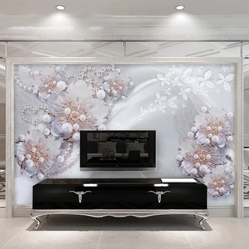 Custom Sienos Freskos Prabanga 3D Papuošalai, Gėlės Foto Tapetai Europos Stiliaus Gyvenamasis Kambarys su Sofa-lova, TV Foną, Sienos Dokumentų Namų Dekoro