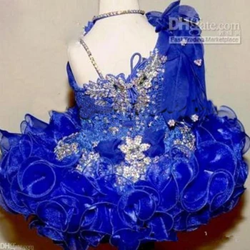 Cute Girl Glitz Inscenizacija Suknelės Royal Blue Lace Karoliukai, Kristalų Inscenizacija Šalis, Chalatai Mergina Pakopas Bamblys