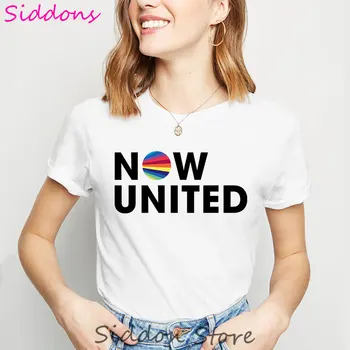 Dabar Jungtinės Logo t shirt Moterims, Drabužiai 2020 Metų Vasaros Moterų marškinėliai Harajuku Estetinės Grafinis Tee Marškinėliai Femme trumpomis Rankovėmis Viršūnes