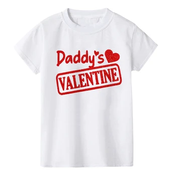 Daddy ' s Little Valentino Kūdikių Mergaičių Valentino Širdis Marškinėlius Vaikams, Vaikiška Mergaitė Valentino Diena Meilės Marškinėliai Mielas Vaikų marškinėliai