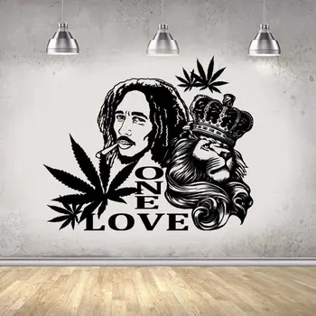 Dainininkas Bobas Marley Siena Lipdukas Reggae Muzikos Sienos Lipdukas Daina Viena Meilės Sienos Meno Decal Nuimamas Namų Dekoro Muzikos Plakatas AZ128