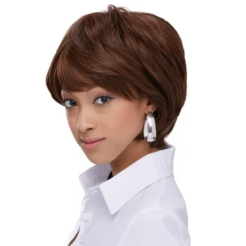 DANBO ruda bob perukas moterų pusėje kirpčiukai plaukų aukštos temperatūros pluošto tiesūs plaukai