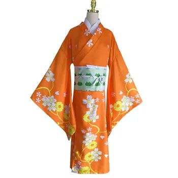 Danganronpa 2 Hiyoko Saionji Cosplay Kimono Apranga Ilgas Apdaras Kostiumas Pilnas Komplektas Mergaitėms, Moterims