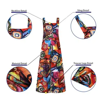 Darbo drabužiai Moterims'Rompers Gėlių Spausdinti Pločio Kojų Kelnės 2021 VONDA Moterų'Summer Jumpsuits Plius Dydis Office Ponios Playsuits S-5XL
