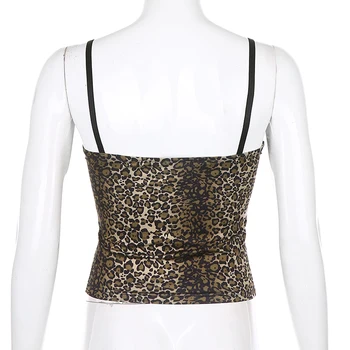 Darlingaga Streetwear Juodas Leopardas Spausdinti Y2K Vasaros Top Moterų Nėriniai Kratinys Liesas Šalies Viršuje Cami Maivymasis Rankovių Apkarpyti Viršūnes