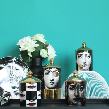 Daugiafunkcinis Art Deco Keramikos Jar Kosmetikos Laikymo Vamzdis Aromato Žvakė Taurės Namų Dekoro, Virtuvės Baką su Dangteliu