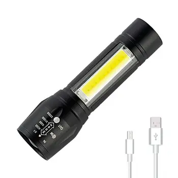 Daugiafunkcinis LED Žibintuvėlis USB Įkrovimo baterija (akumuliatorius Galingas žibintuvėlis T6 Pusėje COB Šviesos dizaino Žibintuvėlis uodega magnetas WorkLight