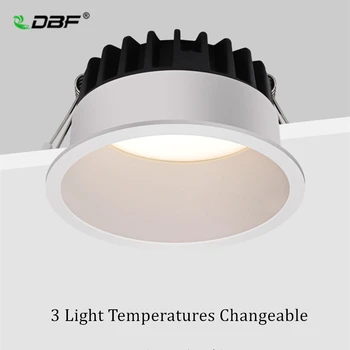 [DBF]Frameless 3 Šviesos Temperatūra Permainingi Įleidžiamas LED Downlight 7W 10W 12W 15W Giliai Akinimo Lubų Vietoje Šviesos Pic Fone