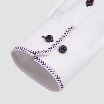 DEEPOCEAN teismas džentelmenas siuvinėjimo aukštas kaklas balti marškiniai vyriški ilgomis rankovėmis medvilnės slim