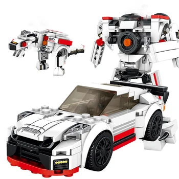 Deformacijos Robotas Automobilių Building Block Modelis rinkinių, Plastiko Mini Transformacijos Robotai Automobilio Kūrėjas Plytų Švietimo Vaikų Žaislai