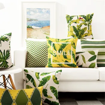 Dekoratyvinis mesti pagalvės užvalkalą geltonas žalias lapas lapų pagalvėlė padengti už sofos, kėdės funda cojines rubisafe de almofadas 45x45cm