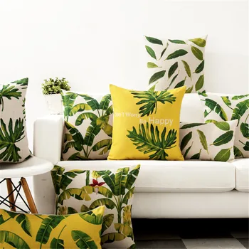 Dekoratyvinis mesti pagalvės užvalkalą geltonas žalias lapas lapų pagalvėlė padengti už sofos, kėdės funda cojines rubisafe de almofadas 45x45cm